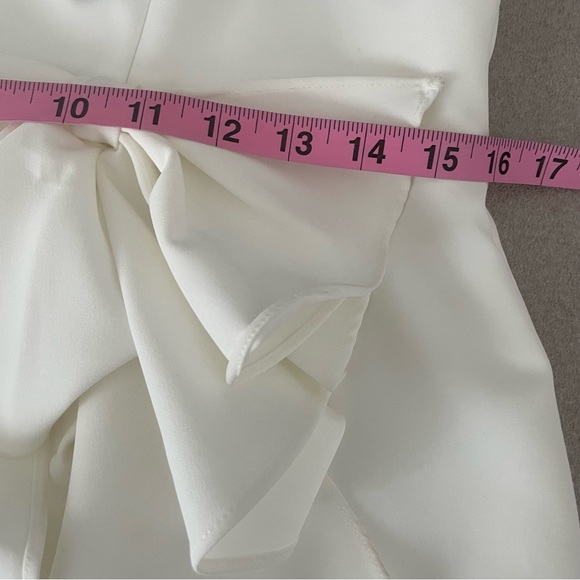 Aidan Aidan Mattox Cream Bow Detail Ruffle Dress Size 12 - Picture 6 of 10